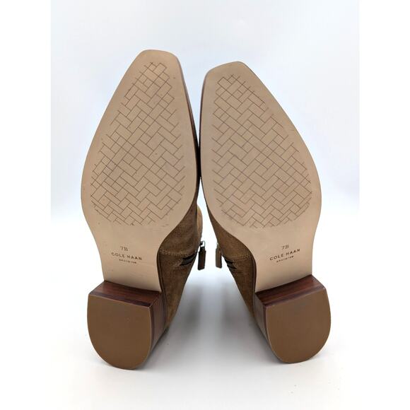 Cole Haan Naia Pointed Toe Block Heel Booties Women's Brown Size US7B - Picture 8 of 10